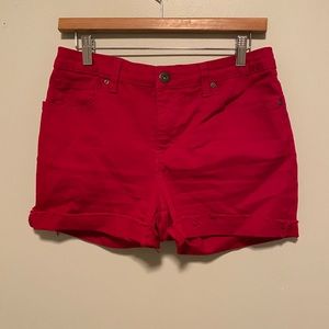 Red Denim Shorts